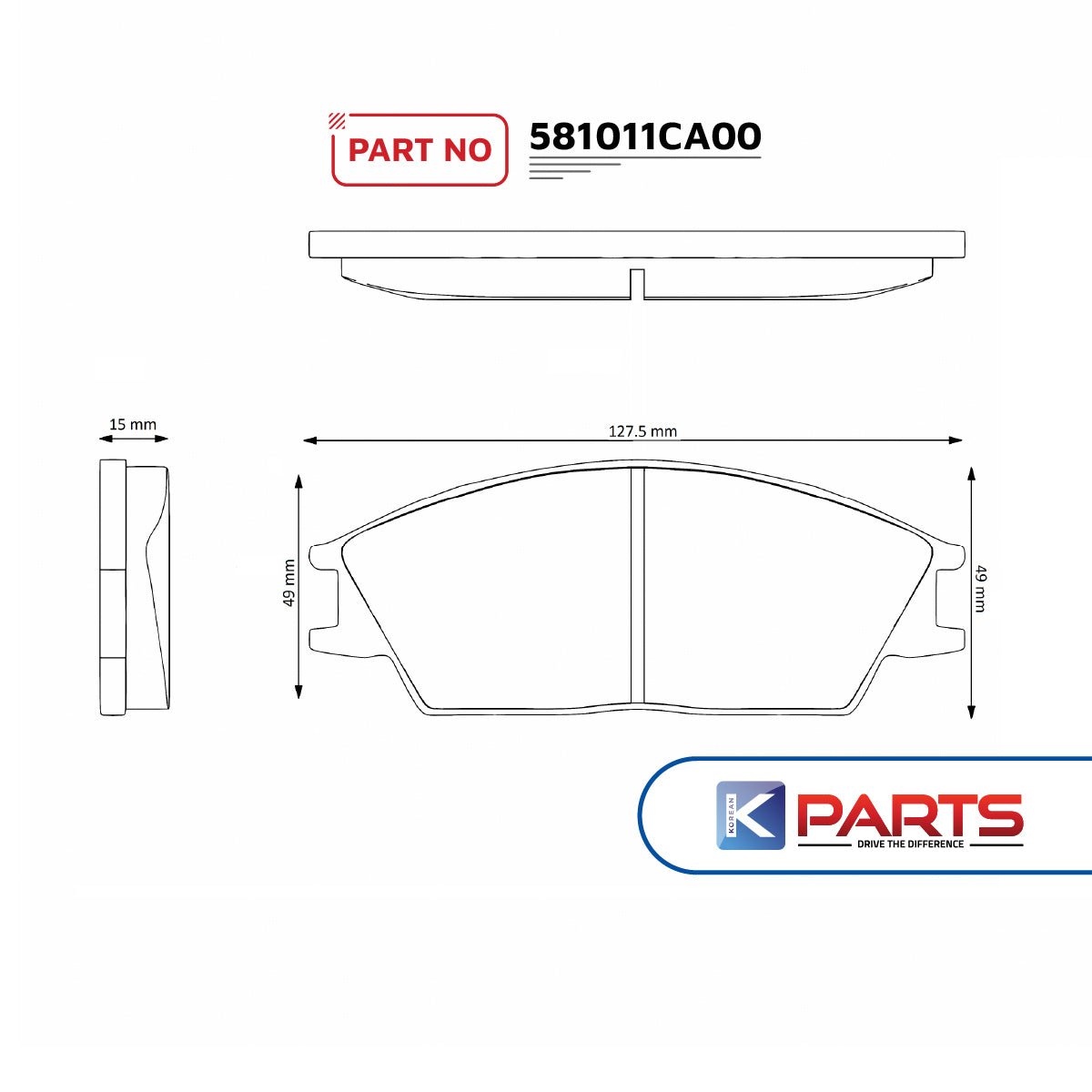 HYUNDAI GETZ FRONT BRAKE PAD SET 581011CA00