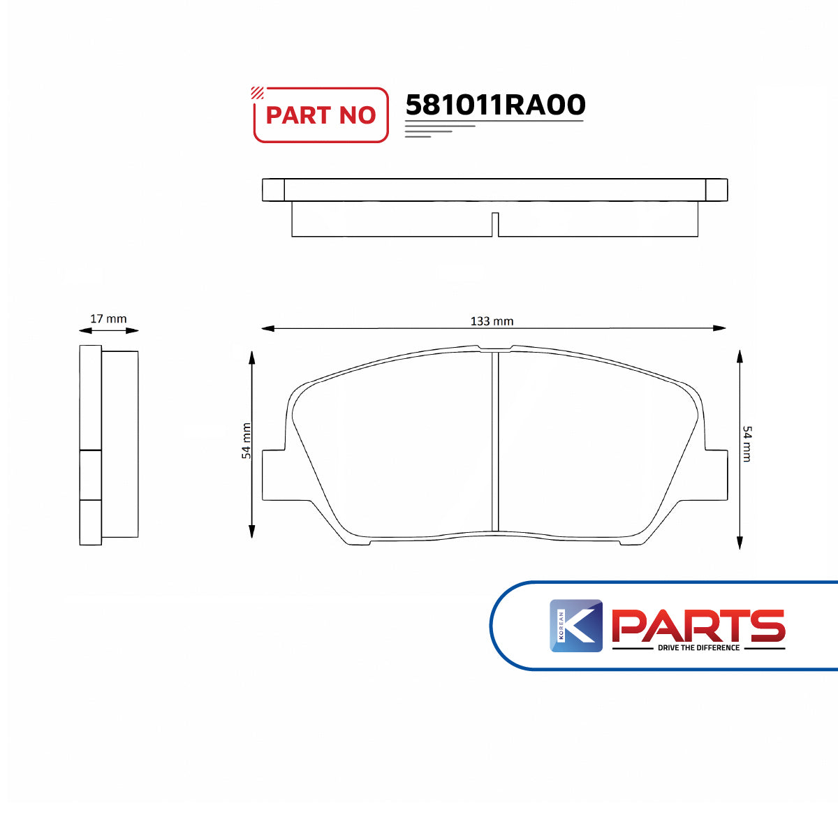 HYUNDAI ACCENT/CRETA/i20 / KIA RIO FRONT BRAKE PAD SET- PH46 581011RA00